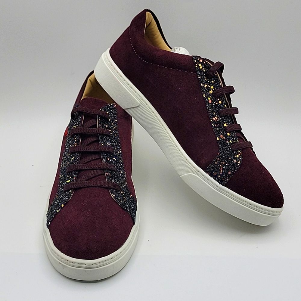 Marc‎ Joseph Metropolitan Sneaker Wine Suede /Glitter. SIZE 6. S1034